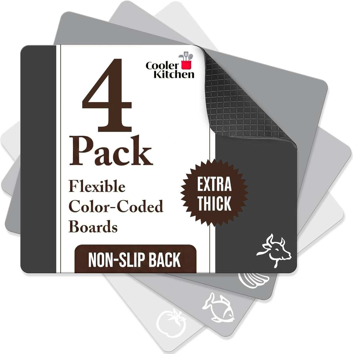 Extra Thick Flexible Plastic Cutting Board Mats Set of 6 for Kitchen
