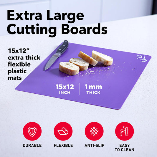 Extra Thick Flexible Plastic Cutting Board Mats Set of 6 for Kitchen
