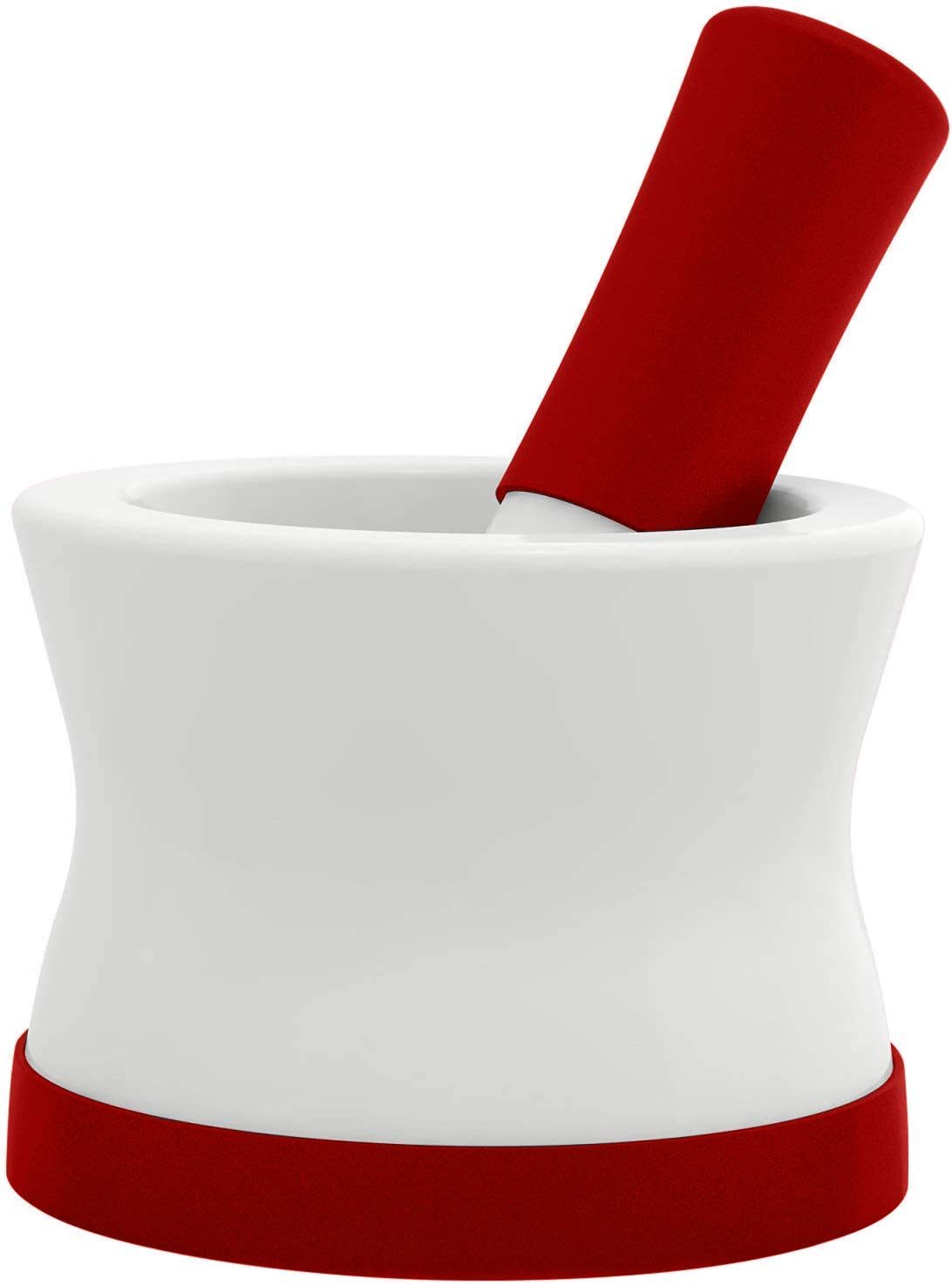 Mortar and pestle muddling ingredients for a drink