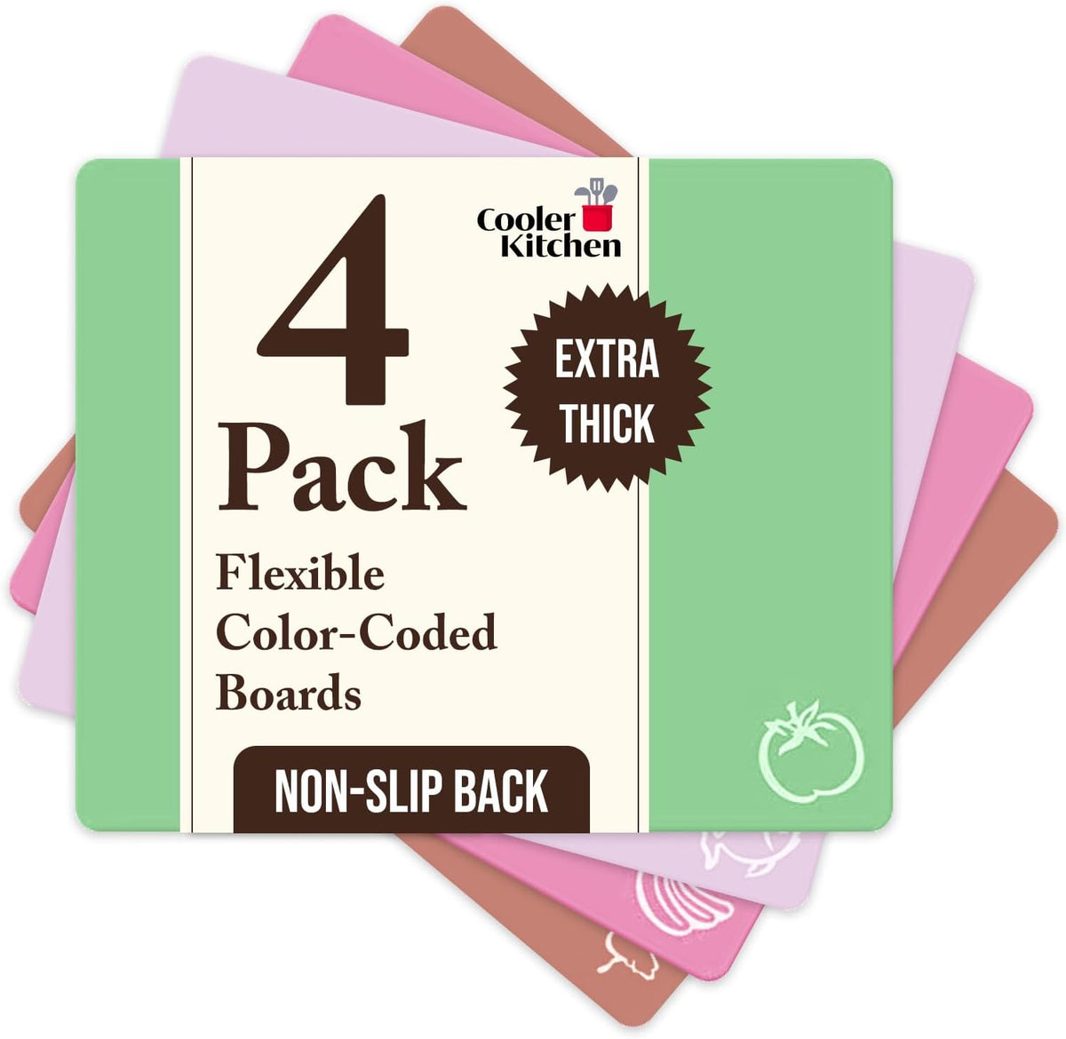Extra Thick Flexible Plastic Cutting Board Mats Set of 6 for Kitchen