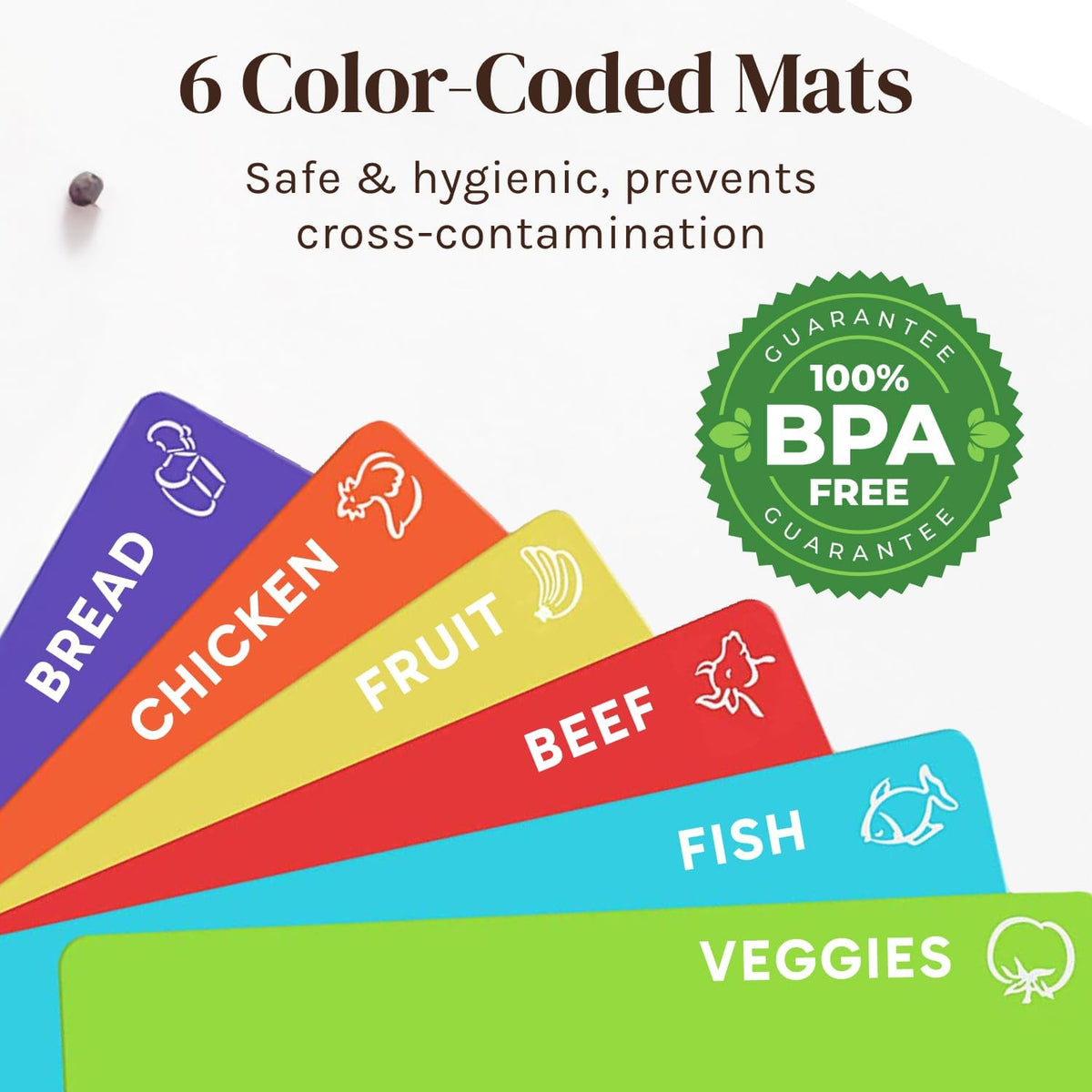 Cutting mat with a food icon for vegetables