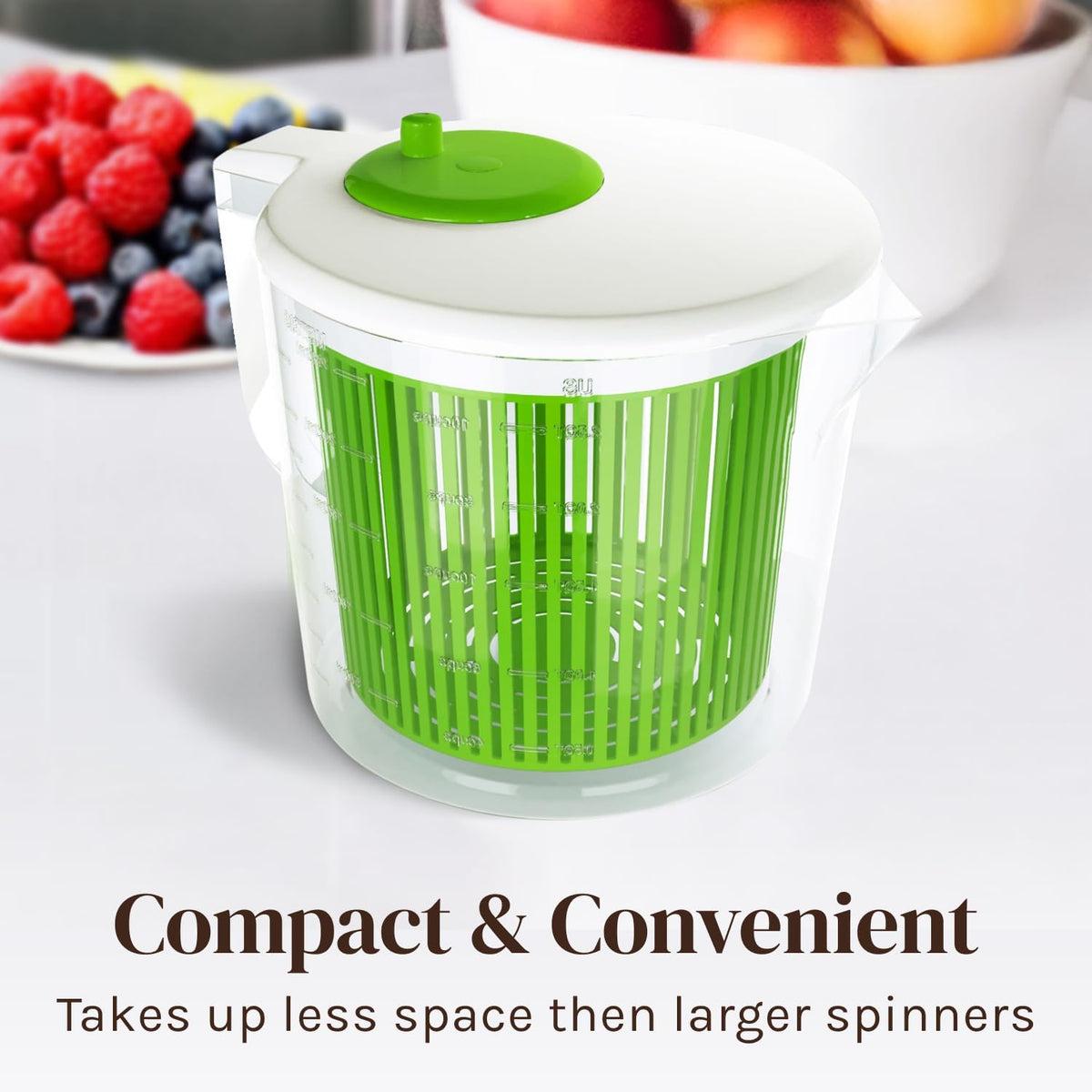 Salad spinner spinning-lid close-up