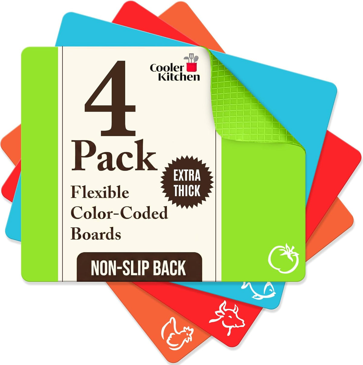 Extra Thick Flexible Plastic Cutting Board Mats Set of 6 for Kitchen