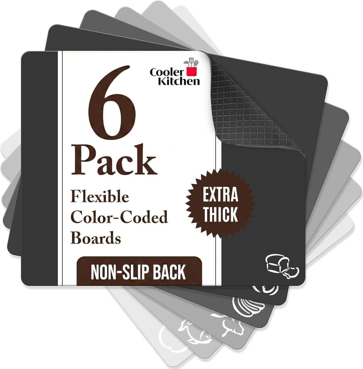 Extra Thick Flexible Plastic Cutting Board Mats Set of 6 for Kitchen