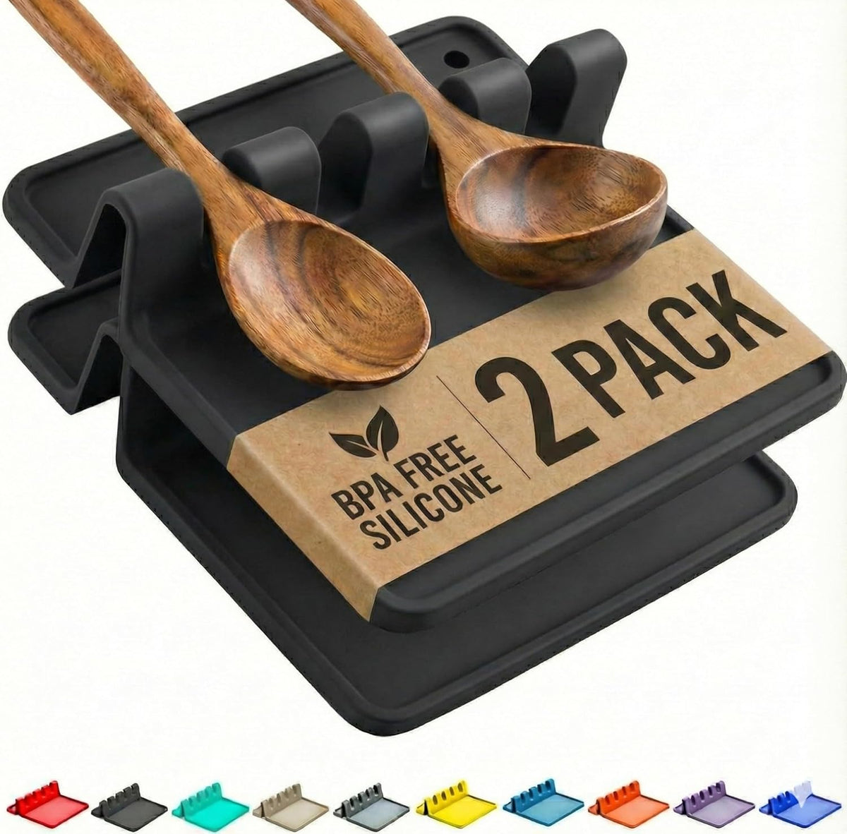 Silicone spoon rest flexing to show durability