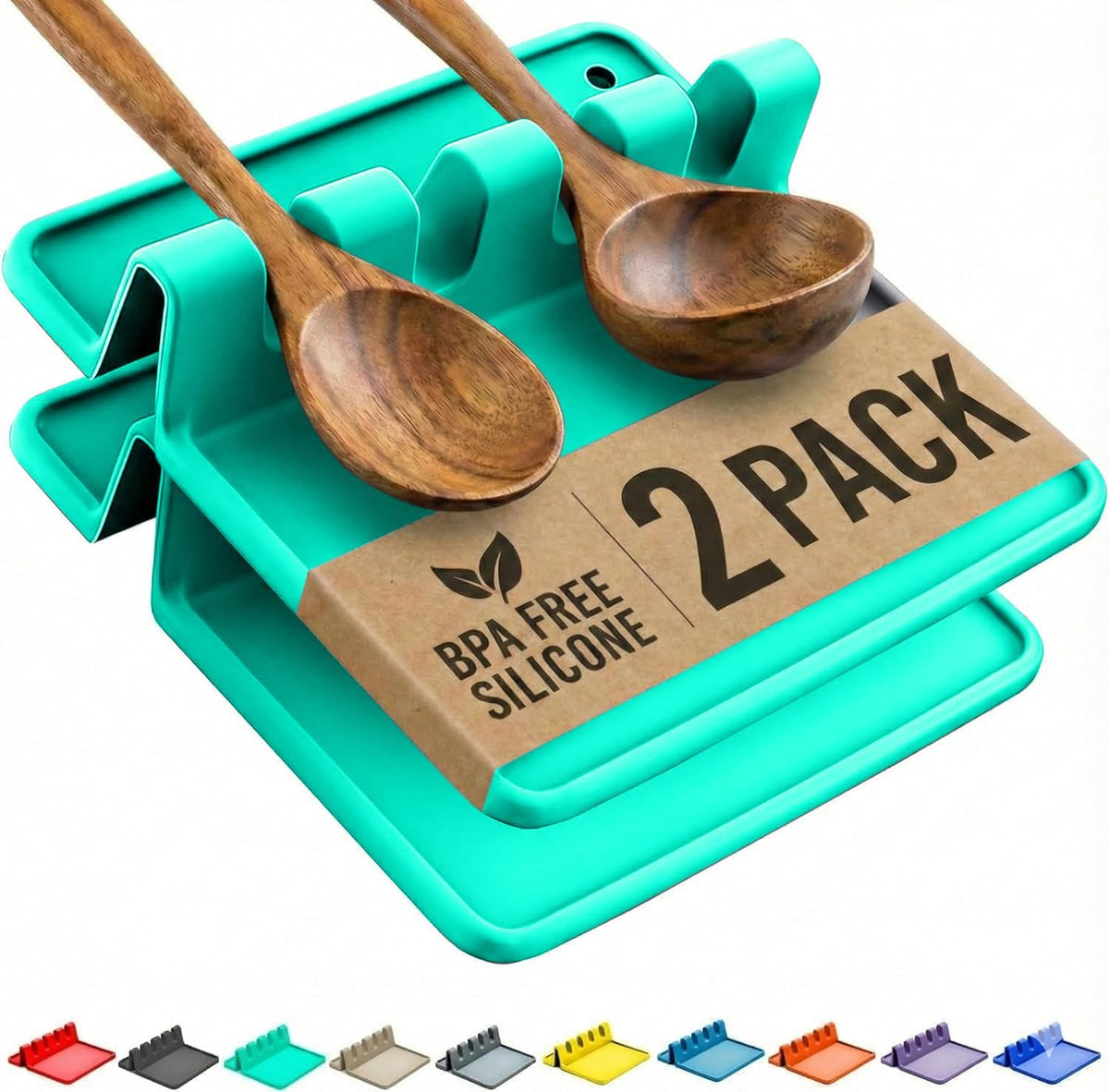 Silicone spoon rest in sage green