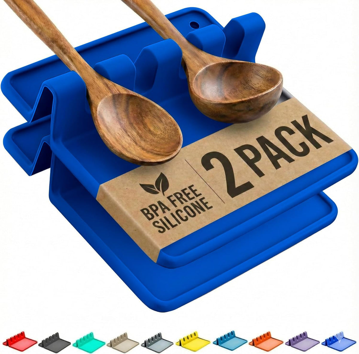 Blue silicone spoon rest variant