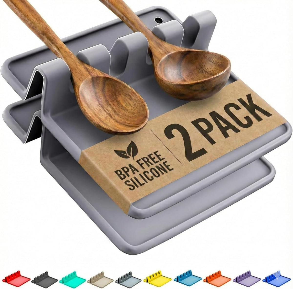 Gray silicone spoon rest