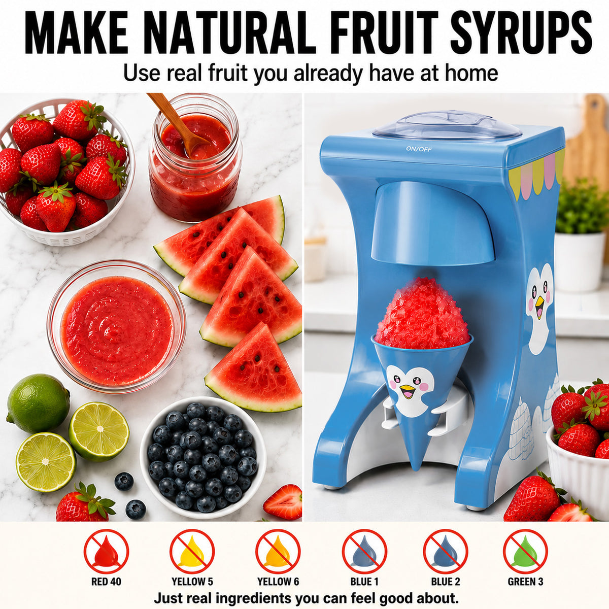 Penguin shaved ice machine on a counter