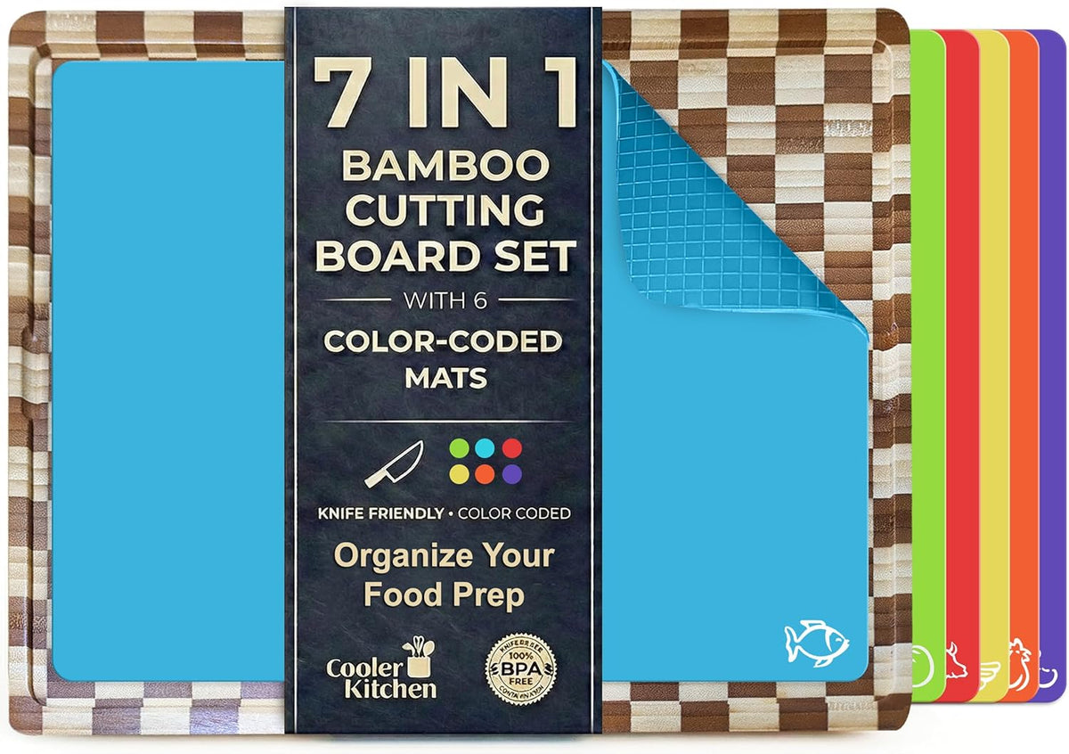 Bamboo cutting board set, dark wood variant
