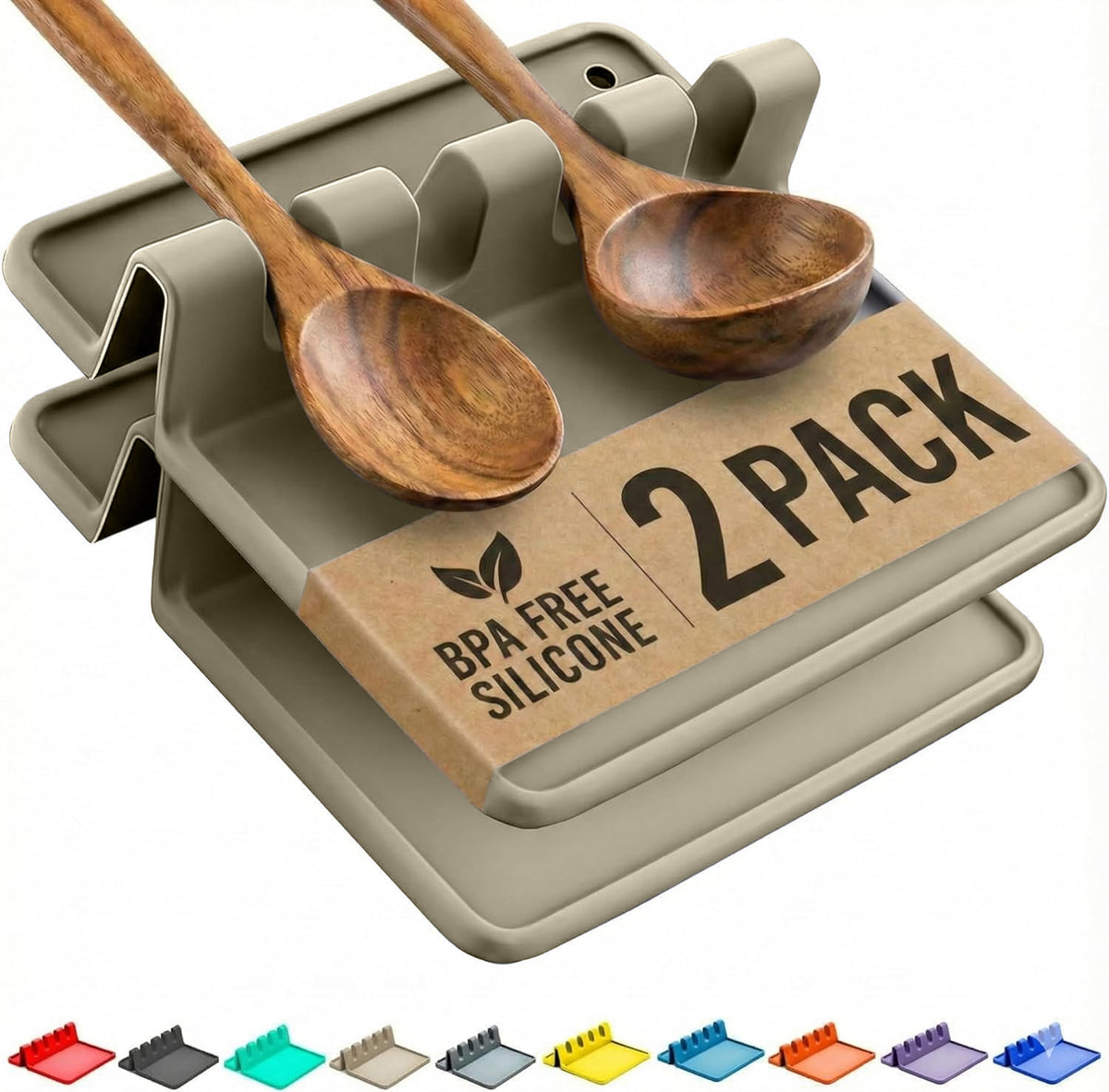 Pack of two silicone spoon rests
