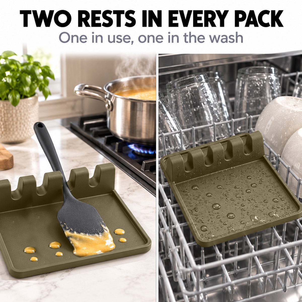 Silicone Spoon Rest with Drip Pad