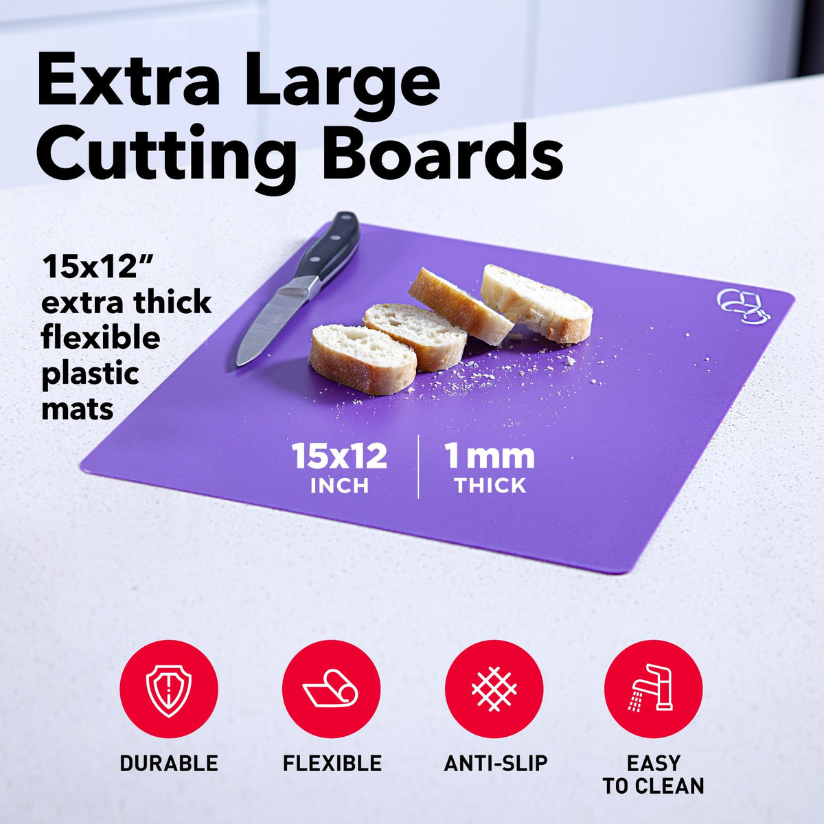 Extra Thick Flexible Plastic Cutting Board Mats Set of 6 for Kitchen