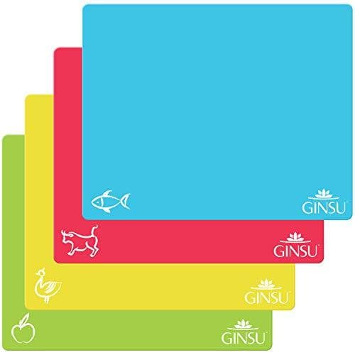 Ginsu flexible plastic cutting board mats, set of 4
